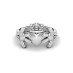 Traditional Irish Ring Silver Claddagh Heart Engagement Ring Women