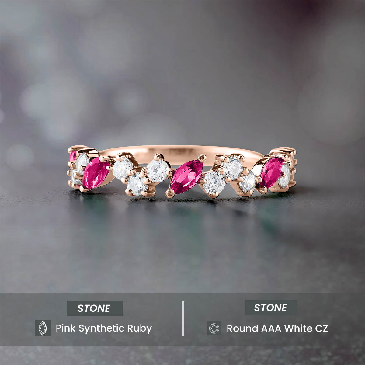 Ruby Wedding Band for Women Promise Anniversary Bands Gift