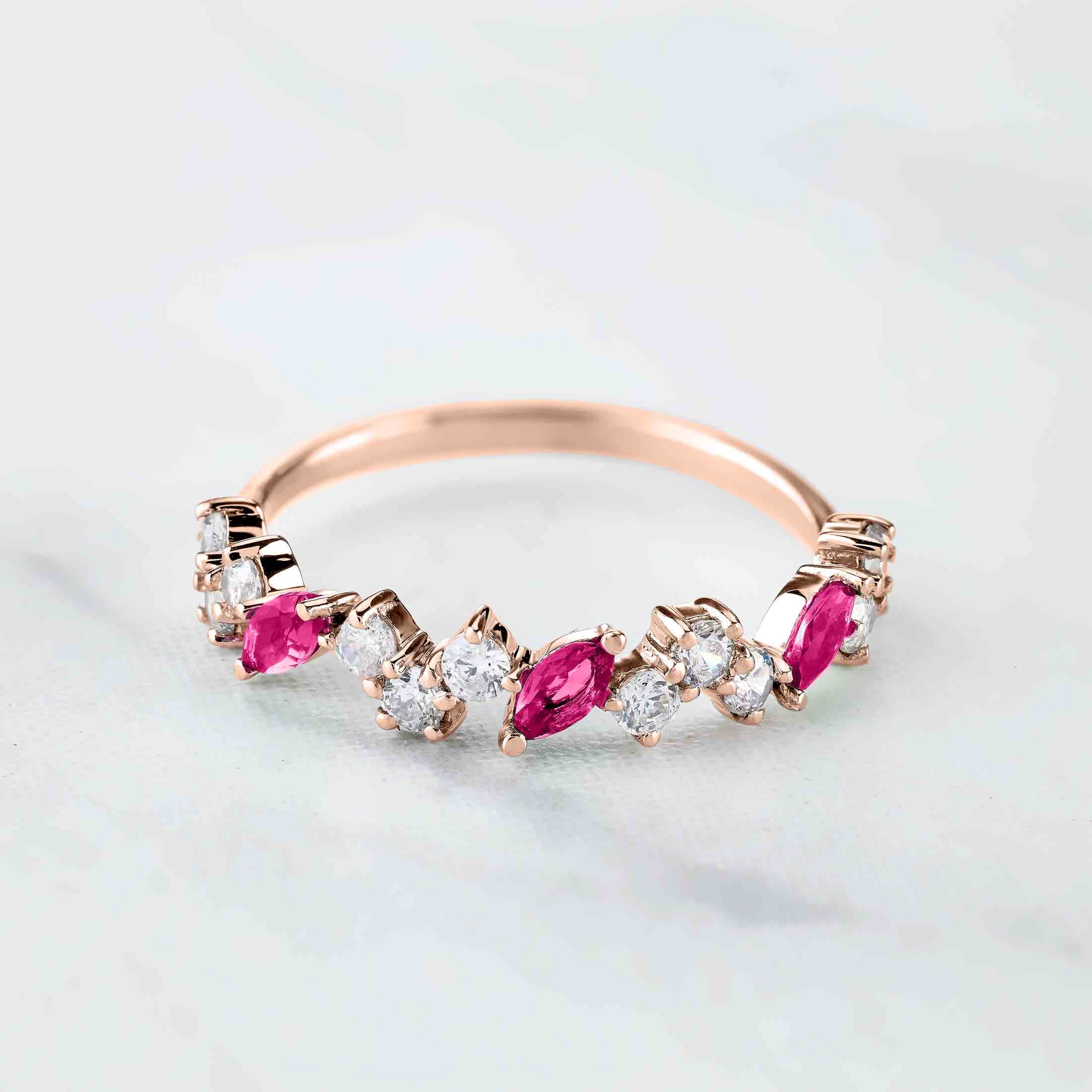 Ruby Wedding Band for Women Promise Anniversary Bands Gift