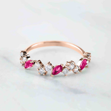 Ruby Wedding Band for Women Promise Anniversary Bands Gift