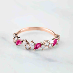 Ruby Wedding Band for Women Promise Anniversary Bands Gift