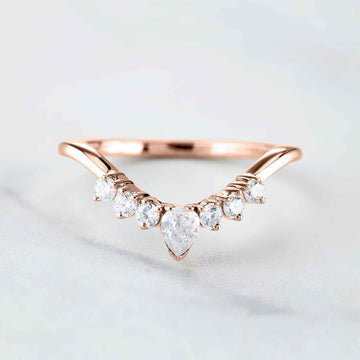Moisanite Curved Wedding Band Ring Enhancer Silver Rose Gold