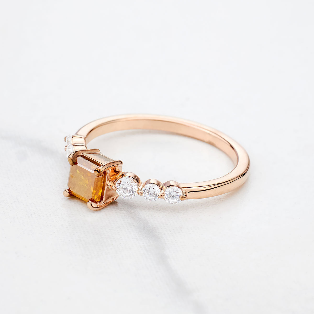 Radiant Cut Vivid Yellow Fancy Rustic Diamond Engagement Ring