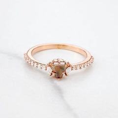 Fancy colored natural rustic diamond coffin cut engagement ring