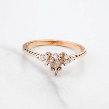 Champagne Natural Rustic Diamond Kite Cut Engagement Ring