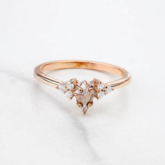 Champagne Natural Rustic Diamond Kite Cut Engagement Ring
