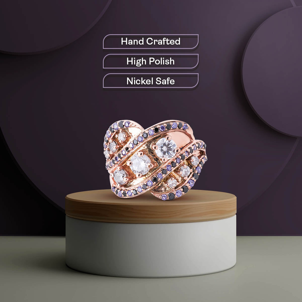 Cocktail Engagement Ring Multi Gemstone Statement Party Rings