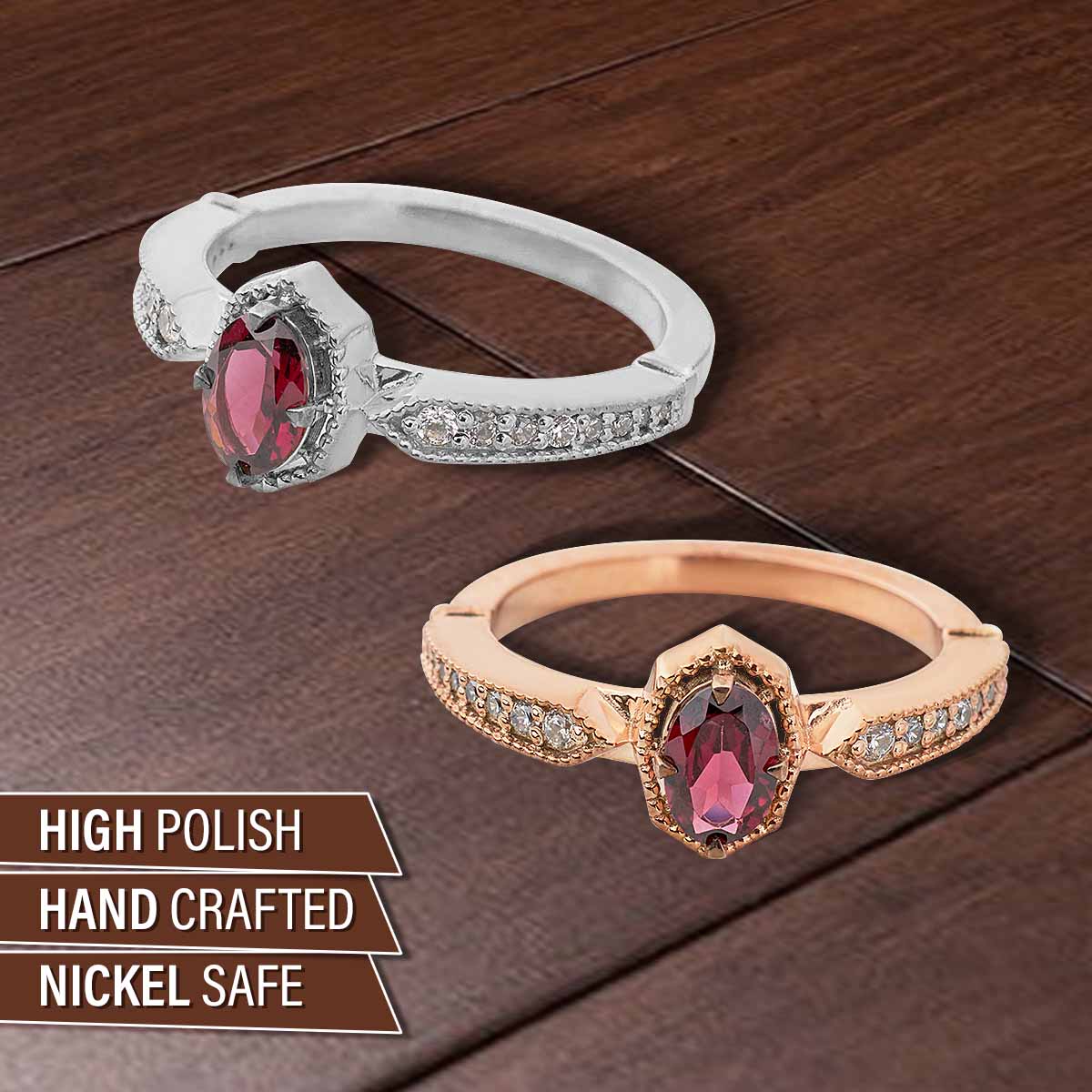 Oval Cut Natural Rhodolite Ring Art Deco Vintage Engagement Rings Rose Gold