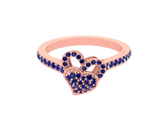 Solid 18k Rose Gold Heart Engagement Ring 0.45cttw Blue CZ Heart Ring