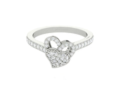 0.45cttw Diamond Heart Ring Double Heart Engagement Ring