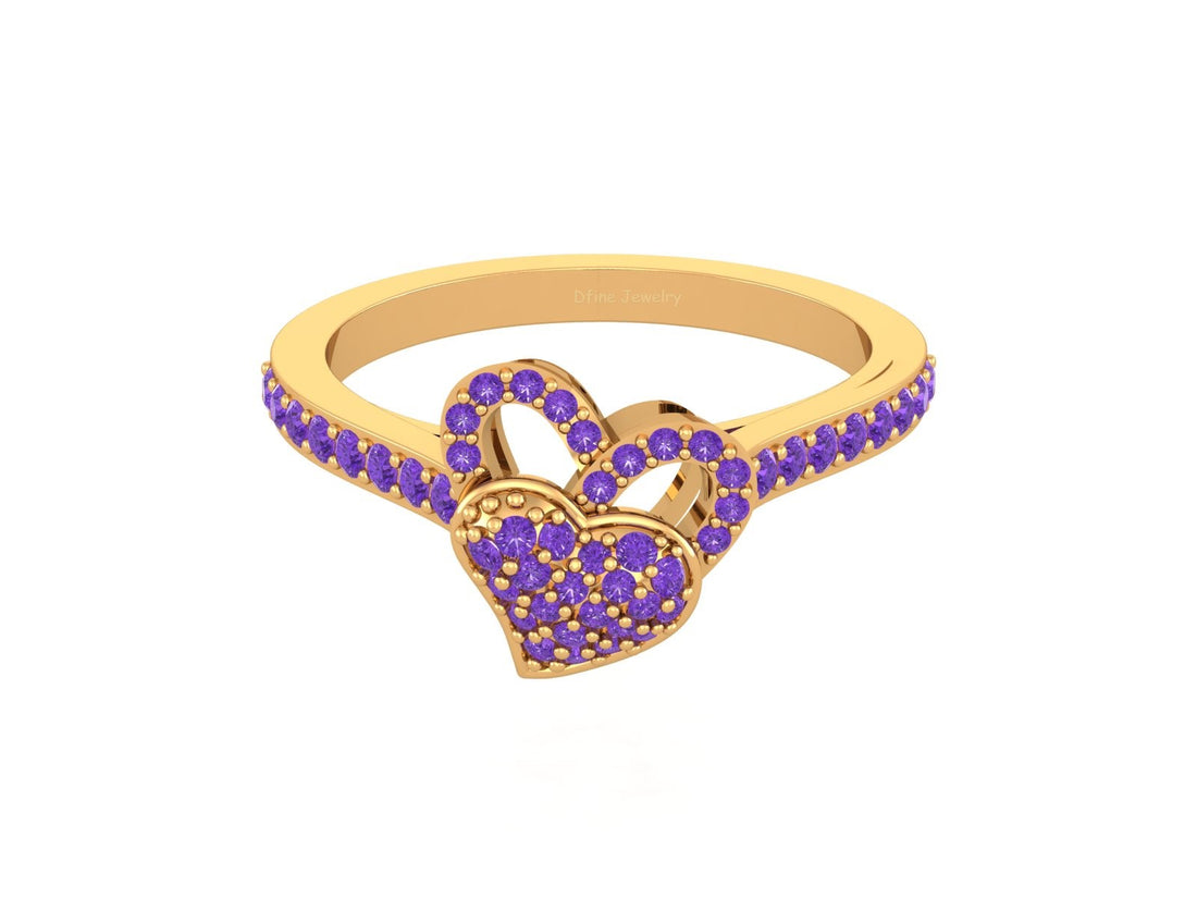 PURPLE CZ HEART ENGAGEMENT RING