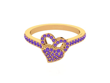 PURPLE CZ HEART ENGAGEMENT RING