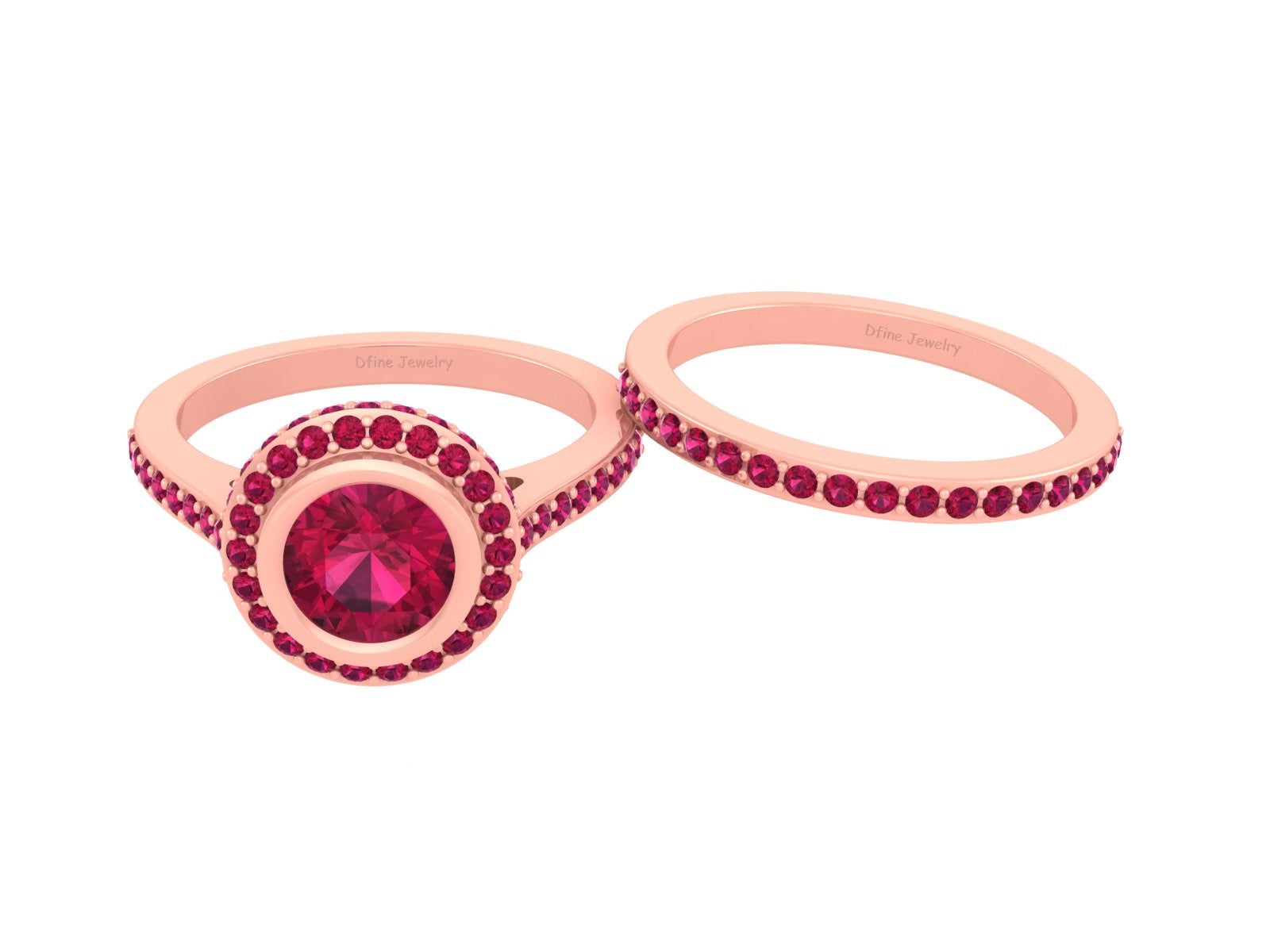 ROSE GOLD HALO ENGAGEMENT RING SET