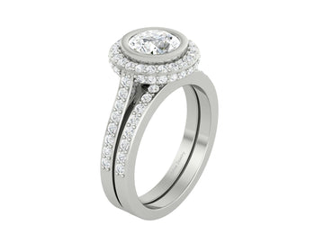 MOISSANITE HALO WEDDING RING SET
