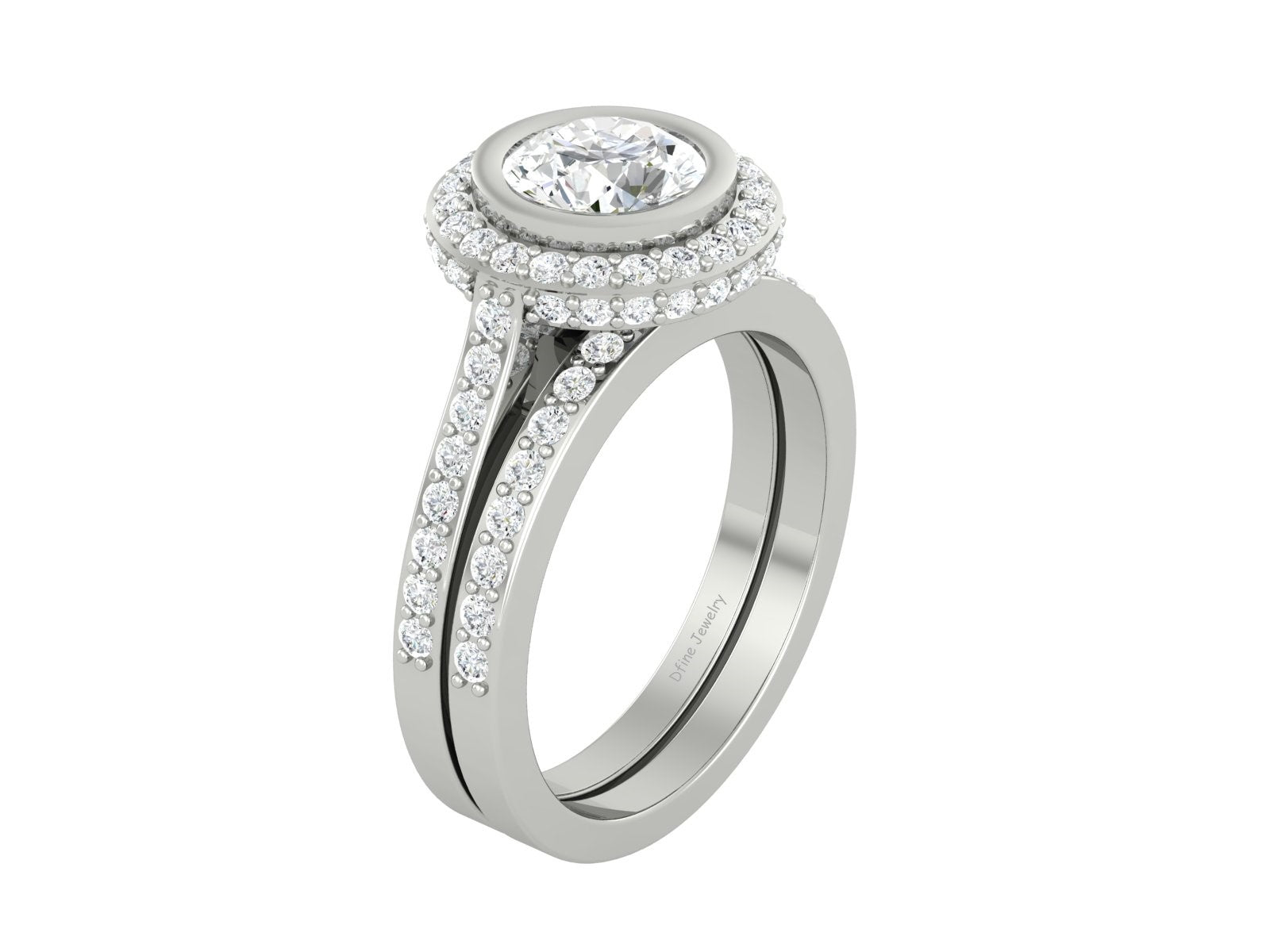 1.90CTTW DIAMOND WEDDING RING SET