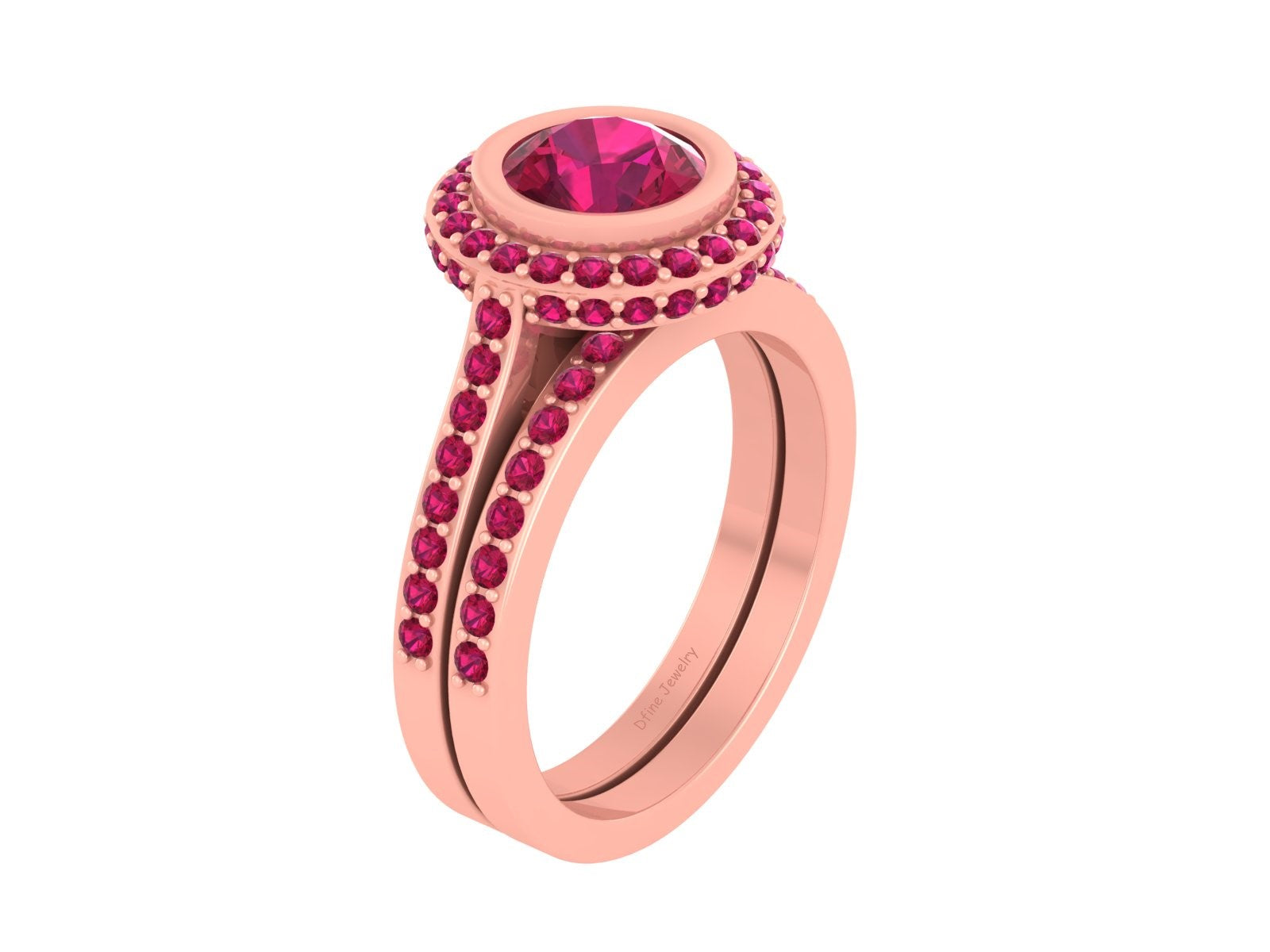 ROSE GOLD HALO ENGAGEMENT RING SET