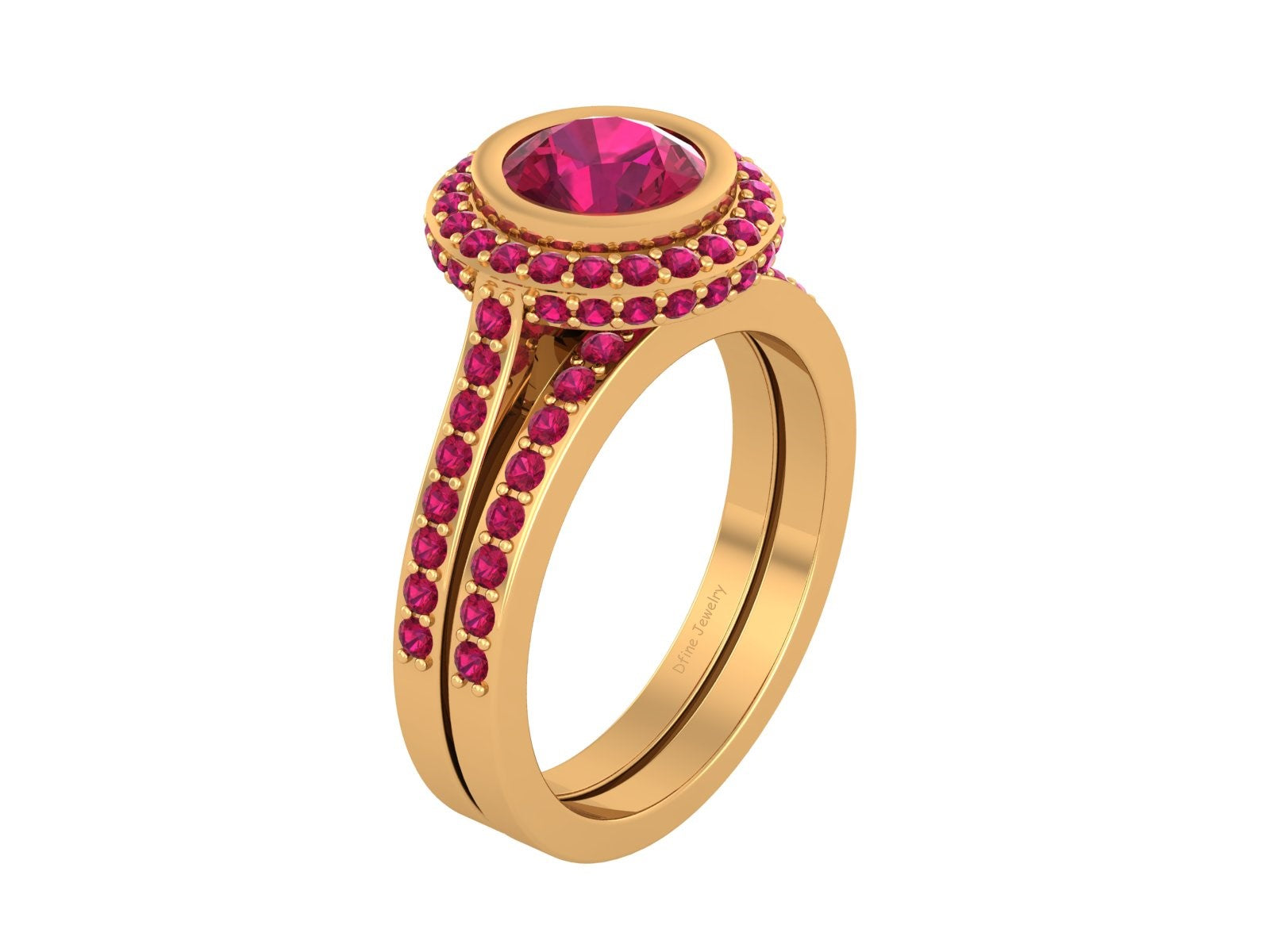 ROSE GOLD HALO ENGAGEMENT RING SET