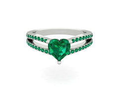 Emerald Heart Engagement Ring Valentine's Day Gift For Her