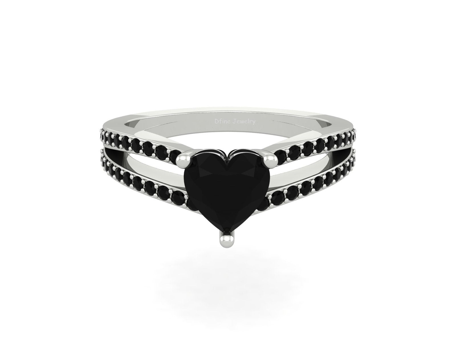 HEART SHAPE ONYX WEDDING RING