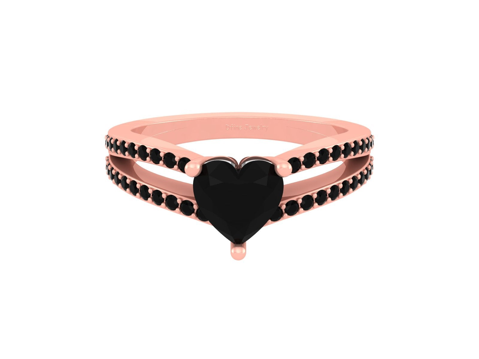 HEART SHAPE ONYX WEDDING RING