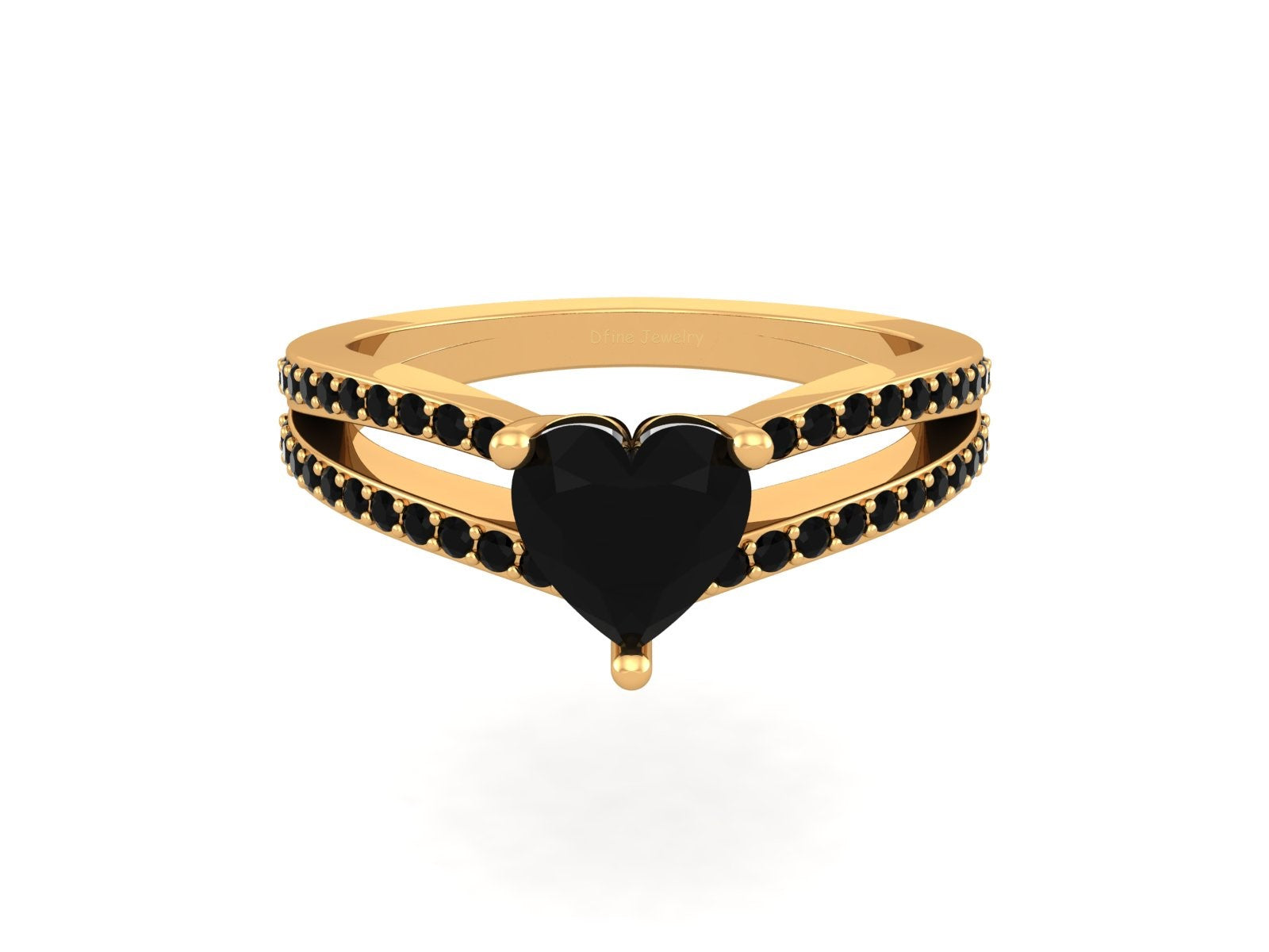 HEART SHAPE ONYX WEDDING RING
