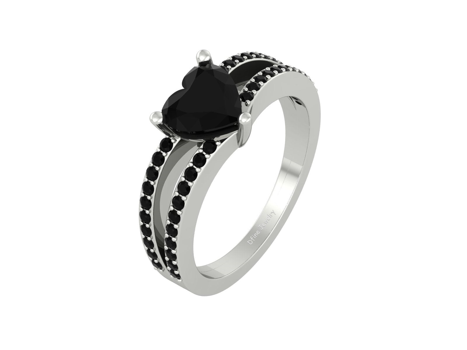 HEART SHAPE ONYX WEDDING RING