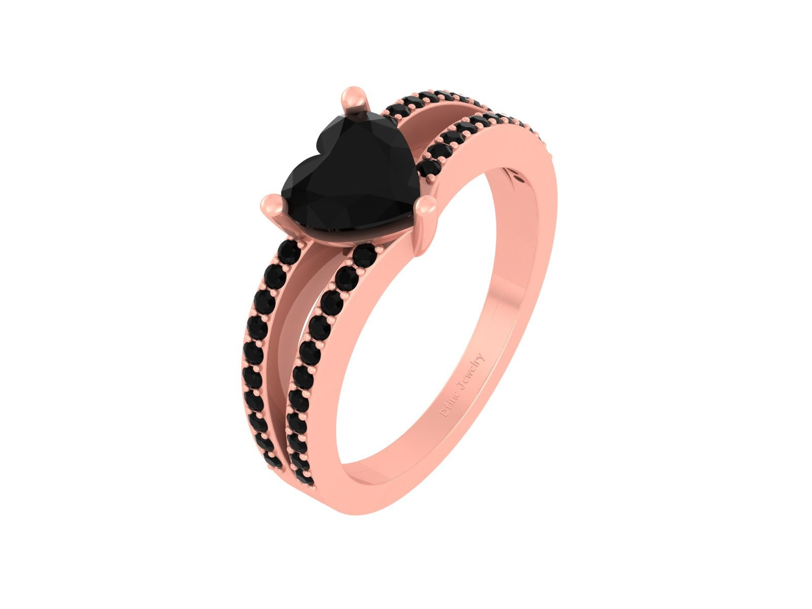 HEART SHAPE ONYX WEDDING RING