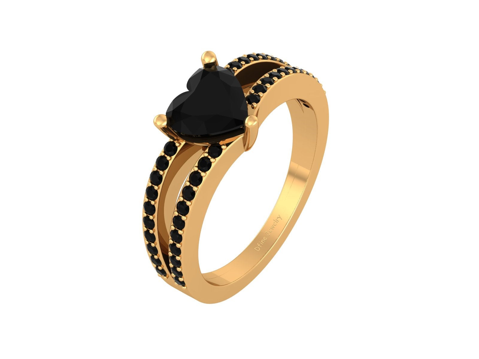 HEART SHAPE ONYX WEDDING RING
