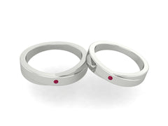 Bride and Groom Wedding Band Set White Gold Matching Couple Bands