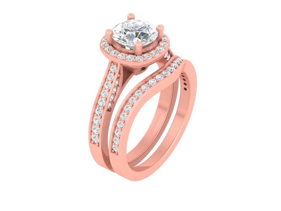 HALO DIAMOND ENGAGEMENT RING SET