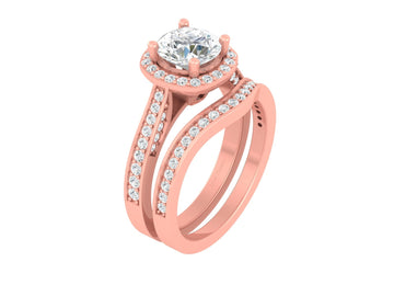 HALO MOISSANITE ENGAGEMENT RING SET