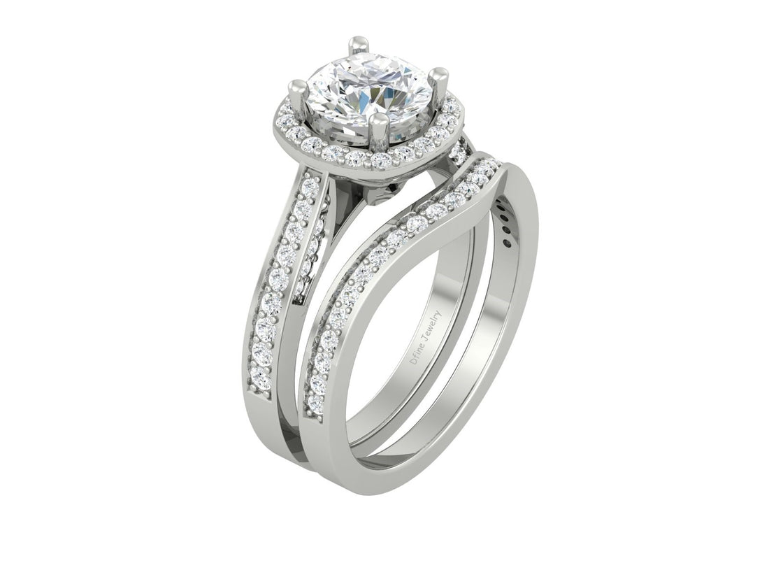HALO DIAMOND ENGAGEMENT RING SET