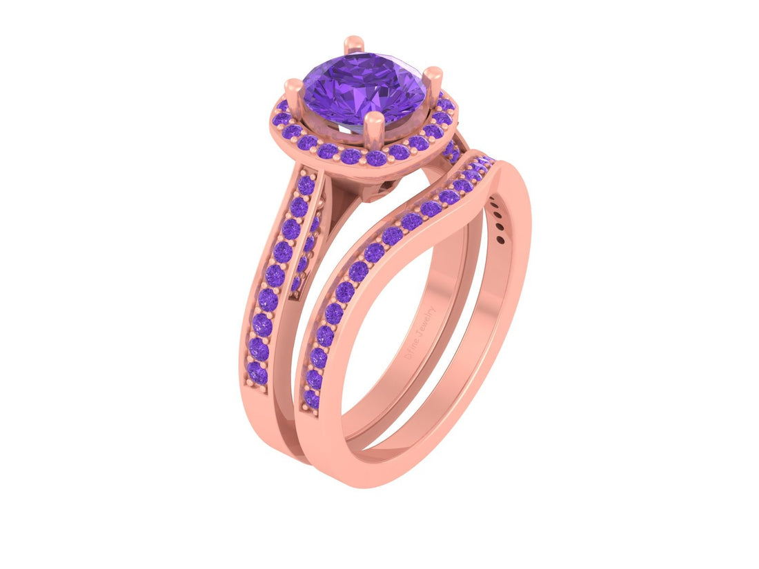 AMETHYST ENGAGEMENT RING SET