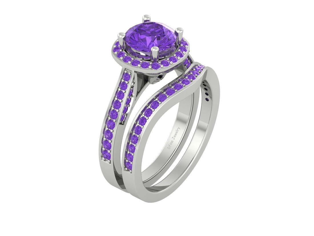 AMETHYST ENGAGEMENT RING SET