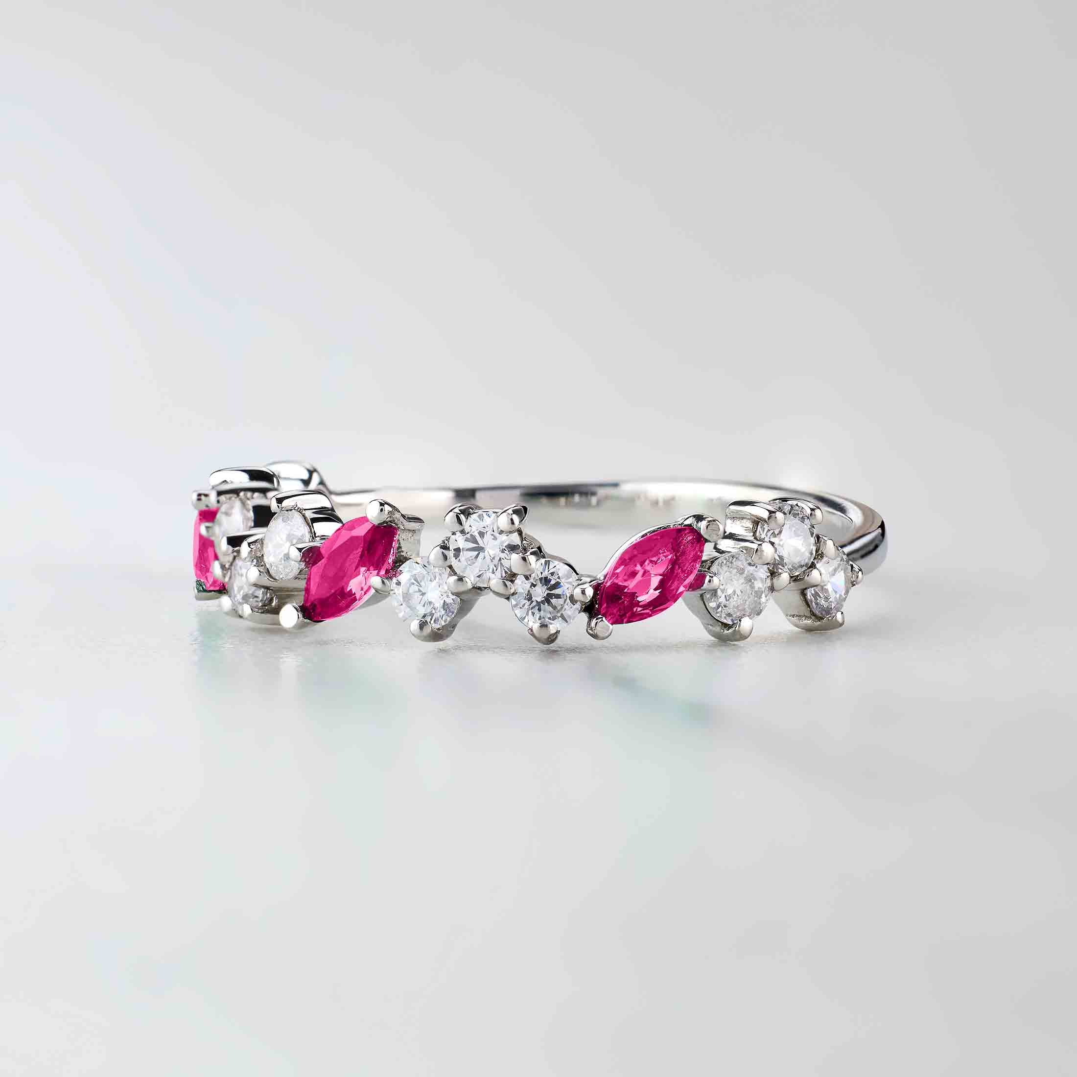 Ruby Wedding Band for Women Promise Anniversary Bands Gift