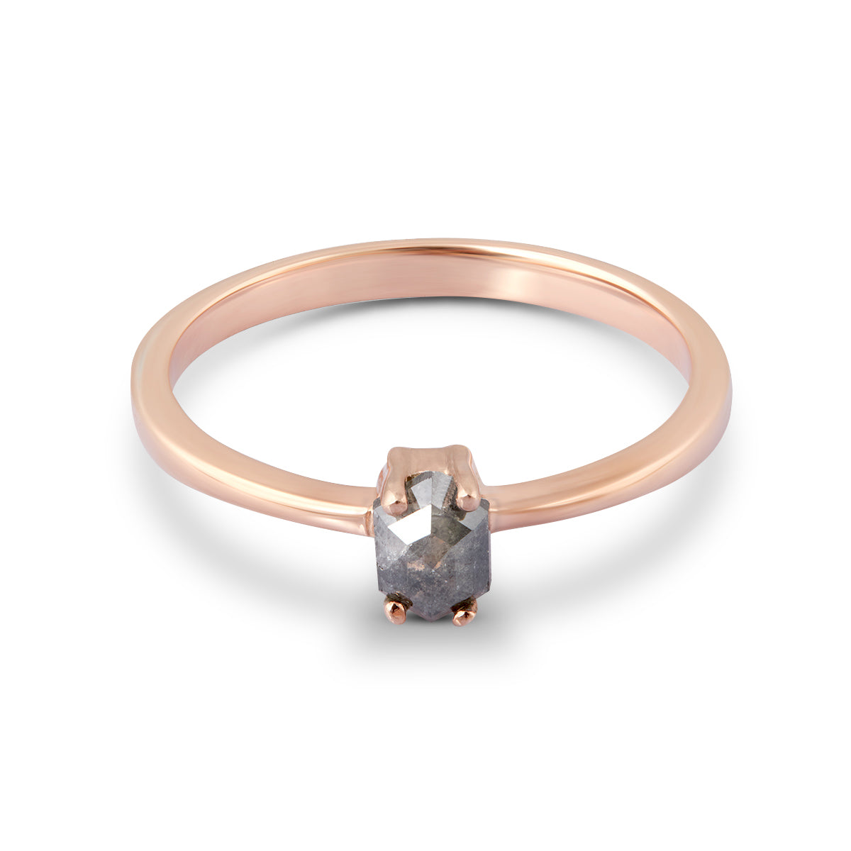 0.40CT Salt and Pepper Diamond Engagement Ring Hexagon Cut