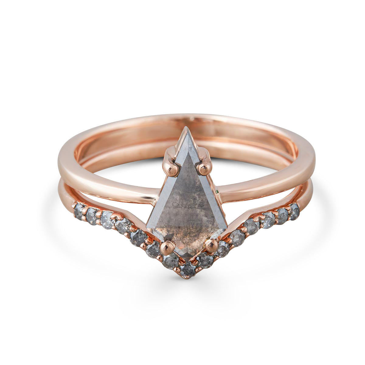 Kite Salt and Pepper Diamond Engagement Ring Set 0.80TCW