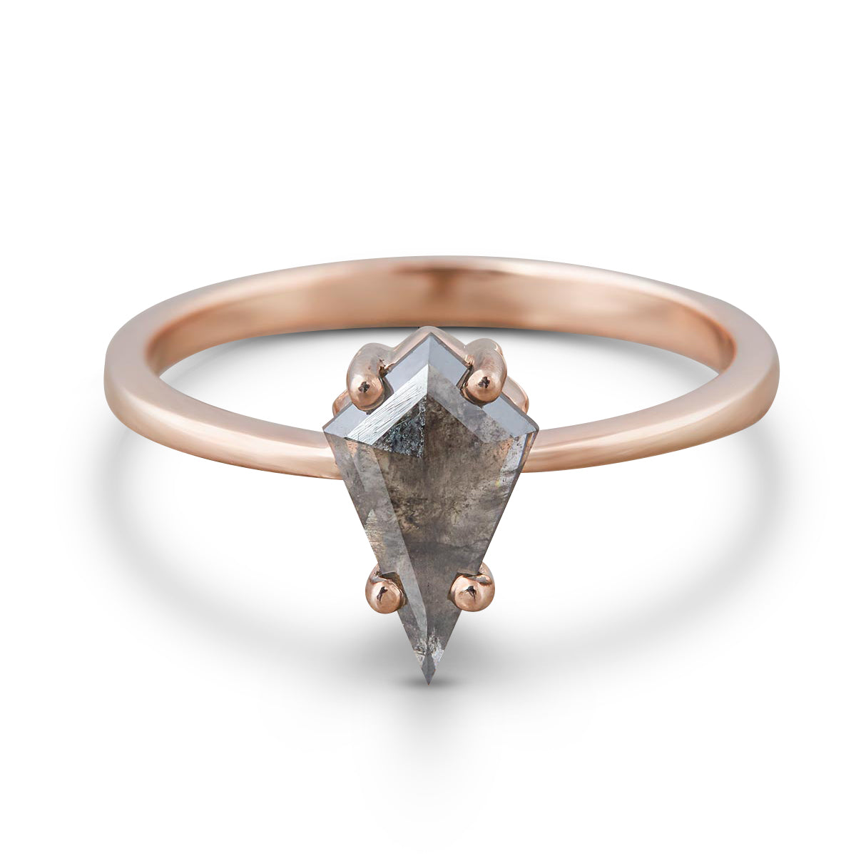 0.65CT Salt and Pepper Diamond Engagement Ring Kite Rose Cut