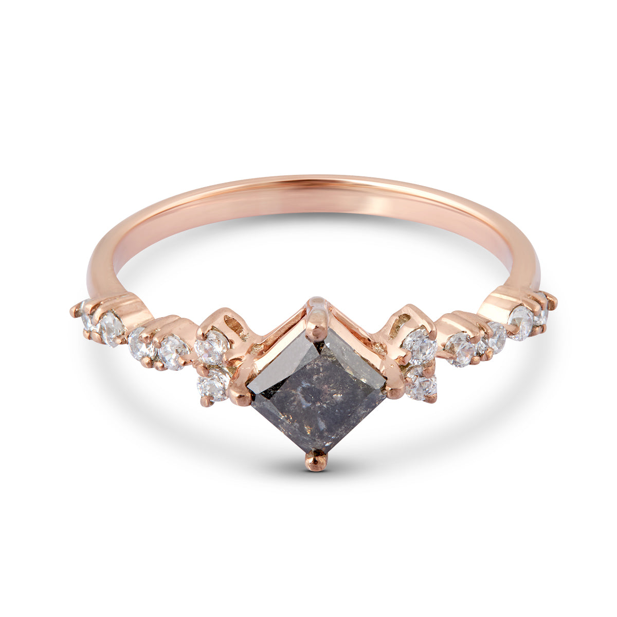 Salt and Pepper Diamond Engagement Ring Womens Rose Gold