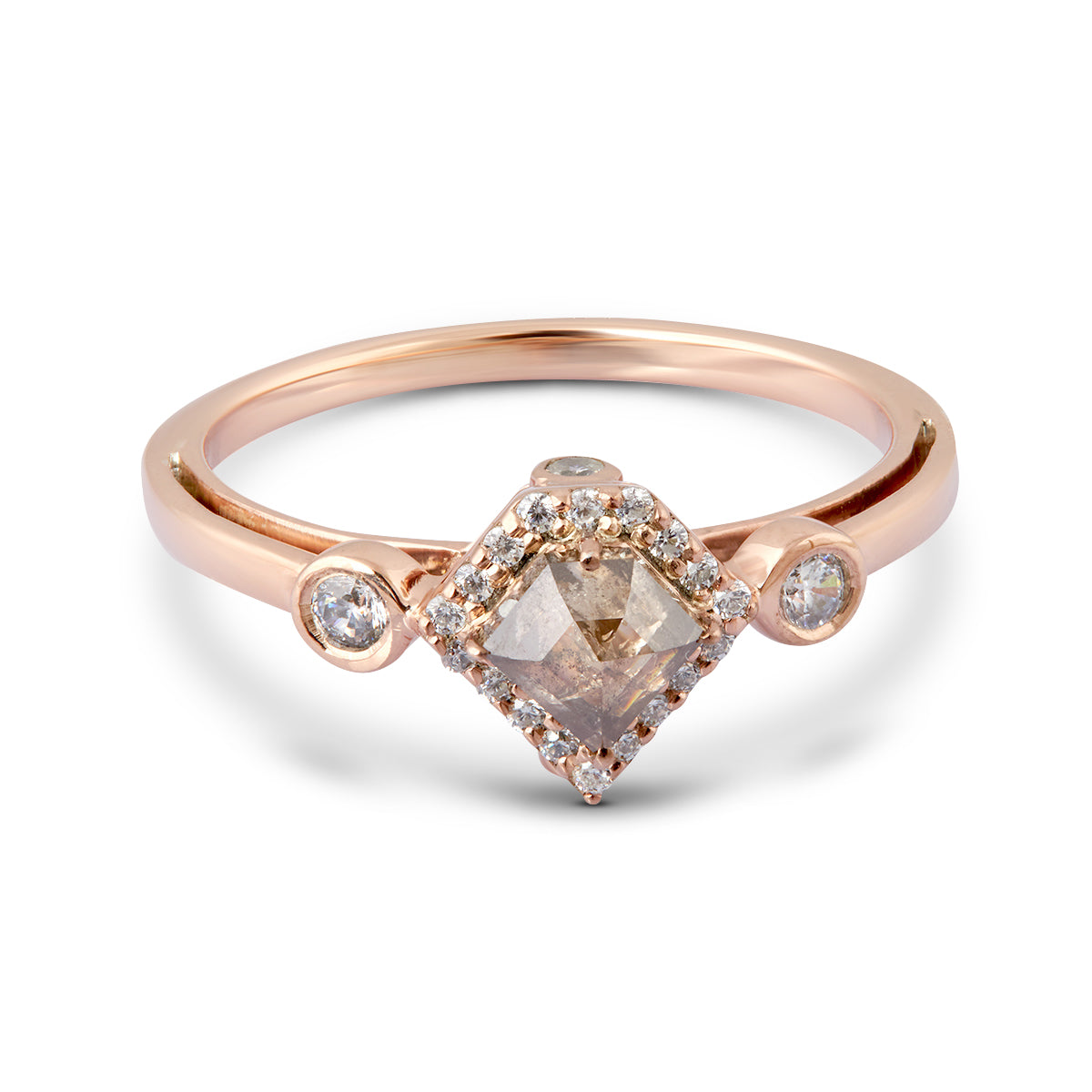 Trapezoid Cut Diamond Engagement Ring Salt and Pepper Ring