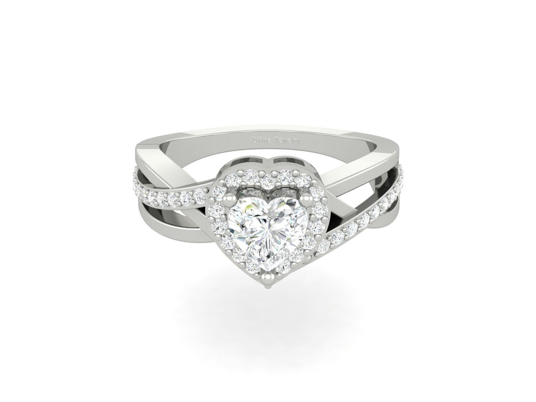 HEART DIAMOND HALO WEDDING RING