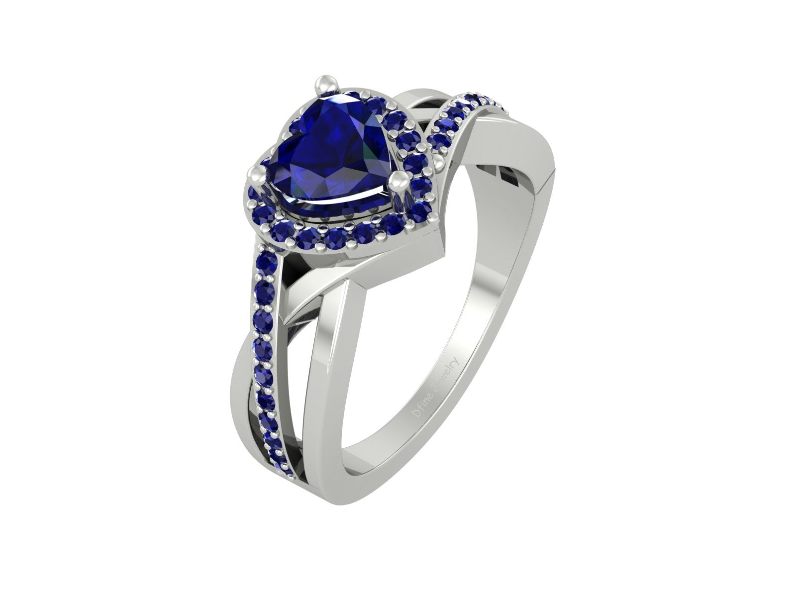 SAPPHIRE HEALO HEART ENGAGEMENT RING