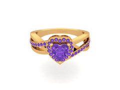 Amethyst Halo Engagement Ring Love and Emotion Represent Heart Ring