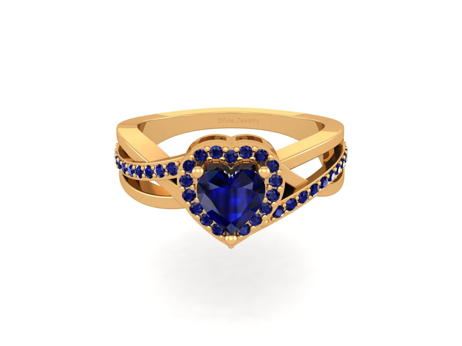 SAPPHIRE HEALO HEART ENGAGEMENT RING