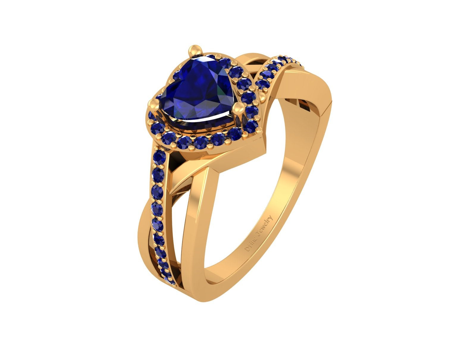 SAPPHIRE HEALO HEART ENGAGEMENT RING
