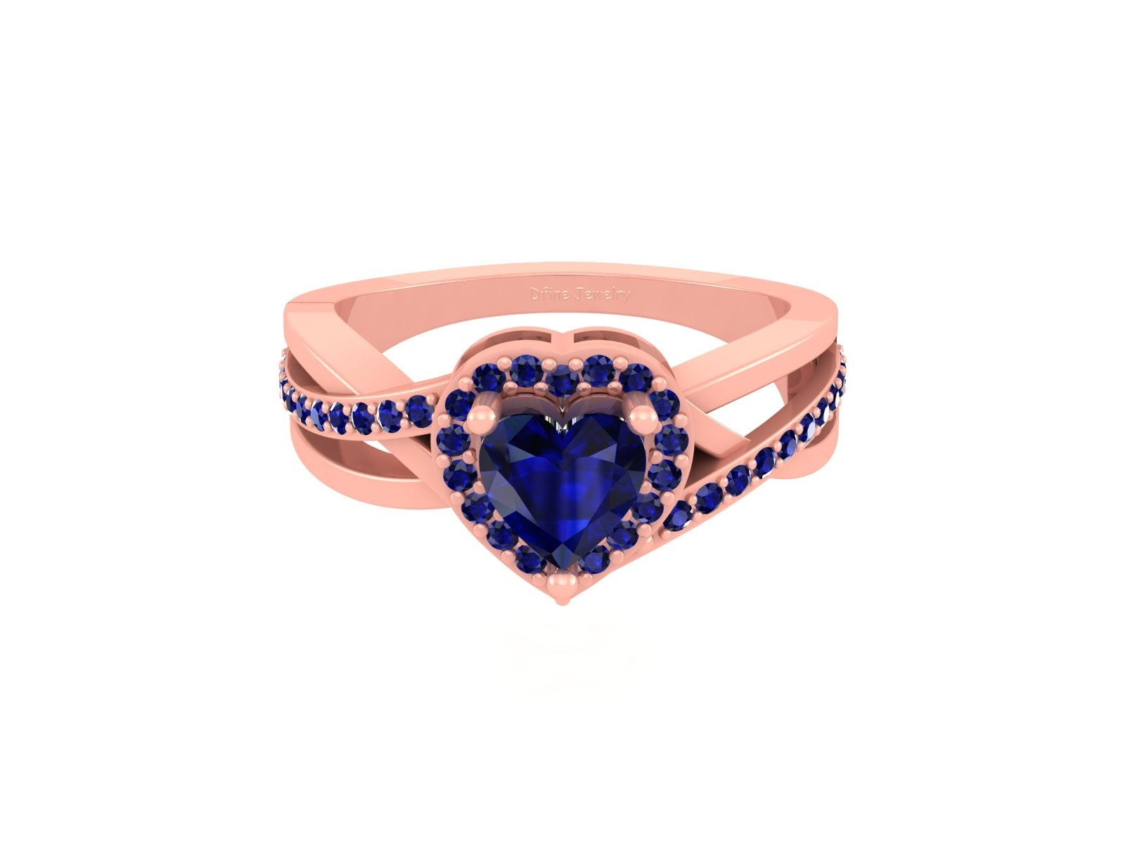 SAPPHIRE HEALO HEART ENGAGEMENT RING