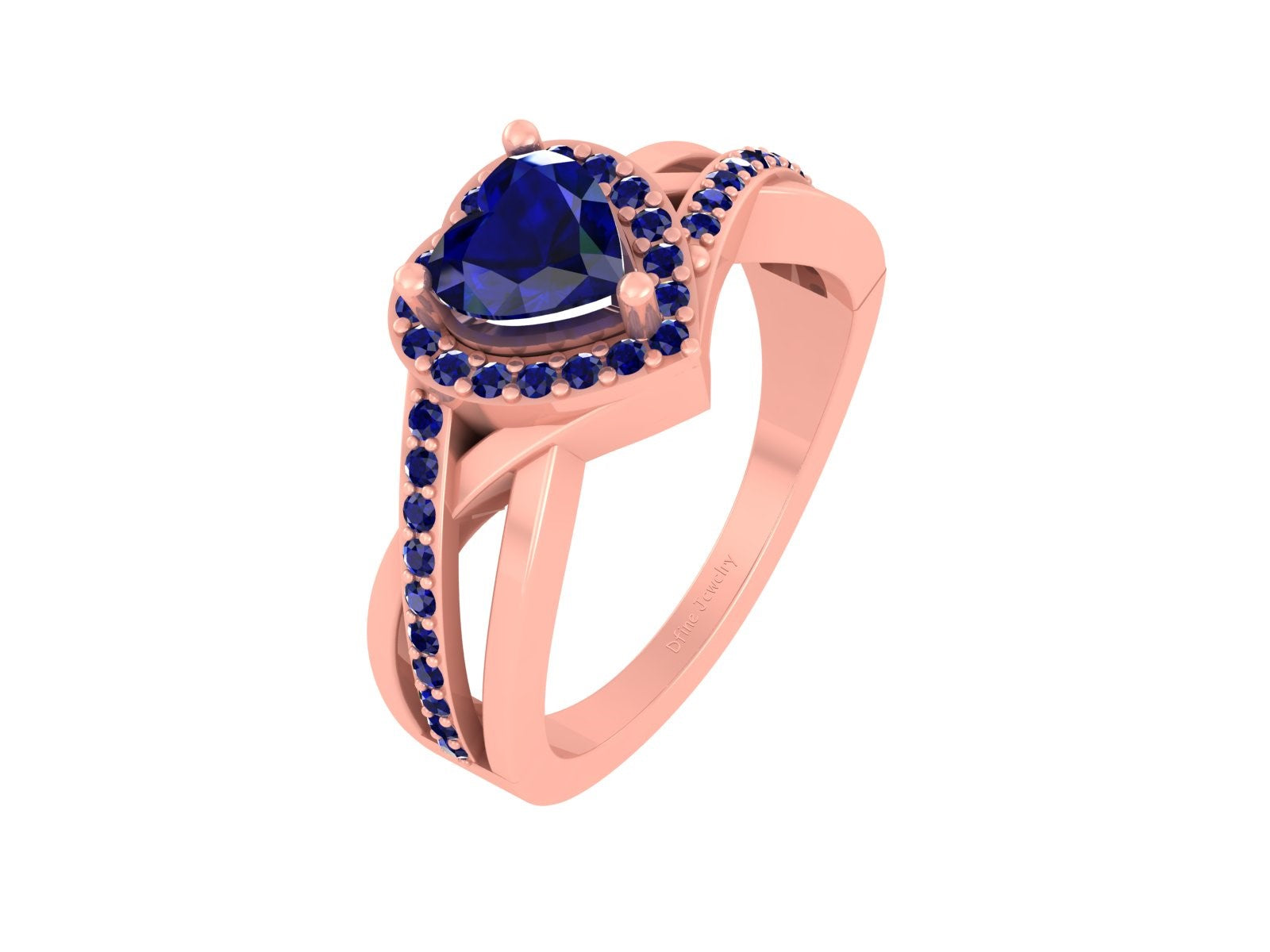 SAPPHIRE HEALO HEART ENGAGEMENT RING