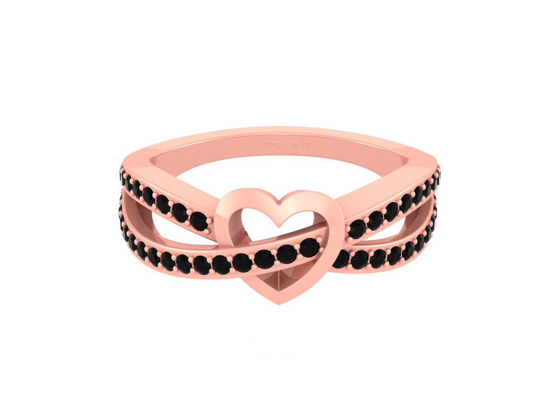 BLACK DIAMOND HEART RING