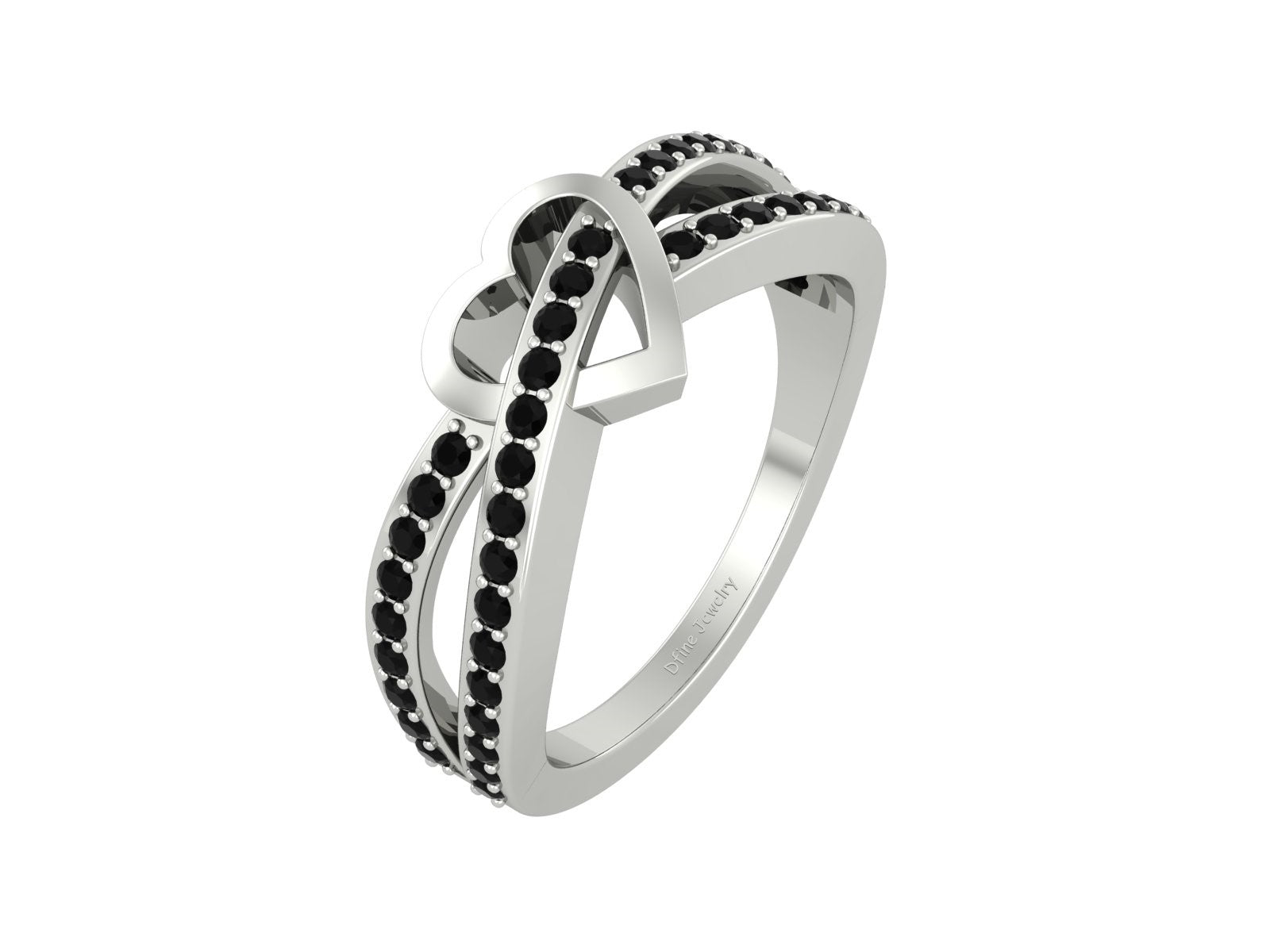 BLACK DIAMOND HEART RING