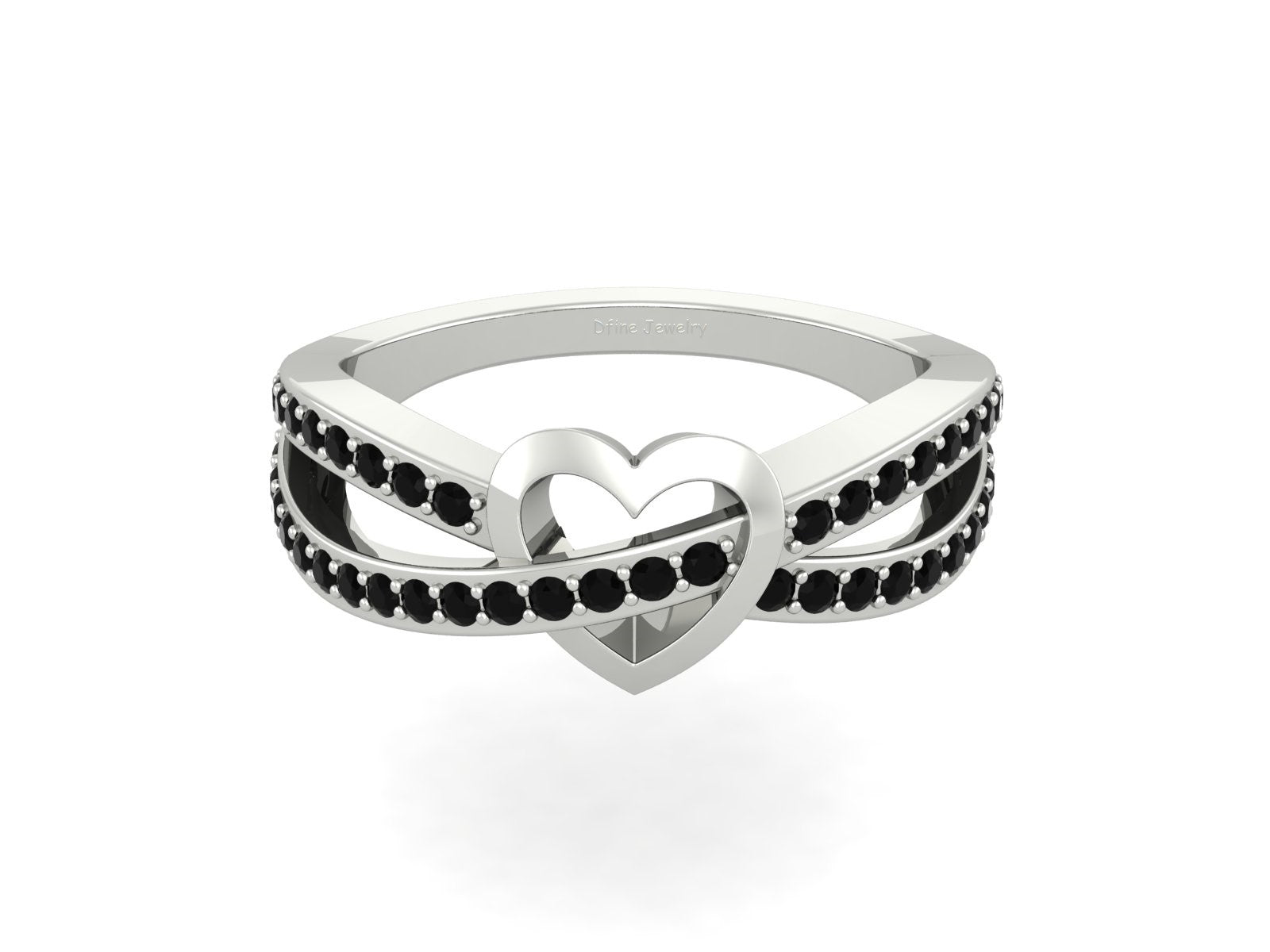 BLACK DIAMOND HEART RING